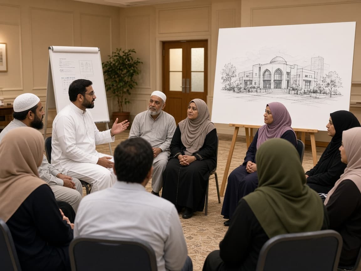 Adults seated in a workshop listening to a speaker at the centre